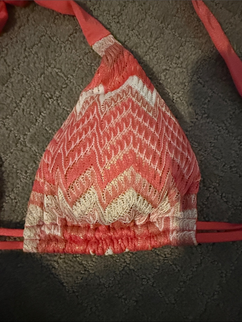 Luli Fama Coral Chevron Triangle Bikini Top - Picture 2 of 5